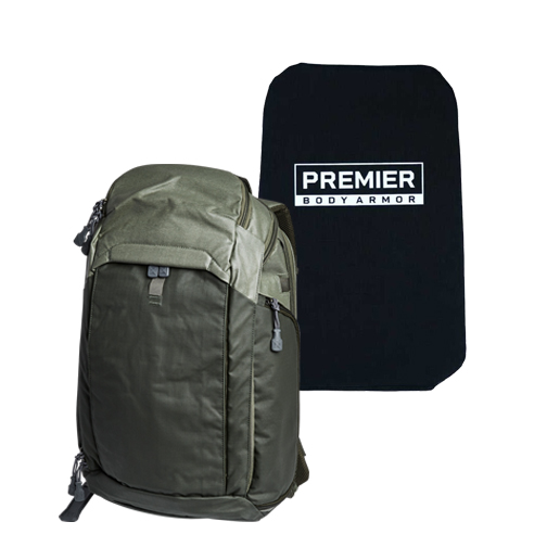 Vertx Gamut Backpack - Heather OD/Rudder Green & Premier Body Armor 3.0 Level IIIA Backpack Insert Bundle