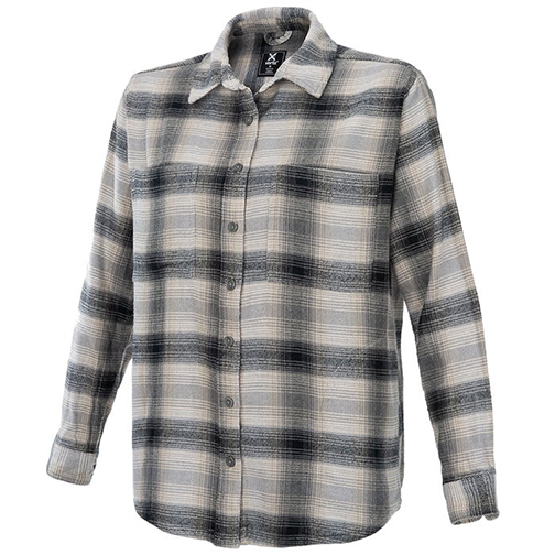 Vertx Women's Valley Flannel - Black & White Ombre Plaid