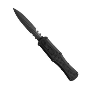 Benchmade 3370SGY Claymore Partially Serrated D/E OTF Knife Black Grivory - Black
