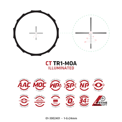 Crimson Trace Hardline 1-6x24 Riflescope - Illuminated CT TR1-MOA Reticle