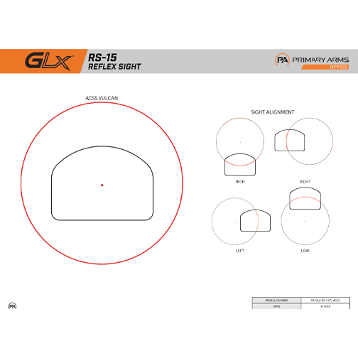 Primary Arms GLx RS-15 Mini Reflex Sight - ACSS Vulcan Dot Reticle