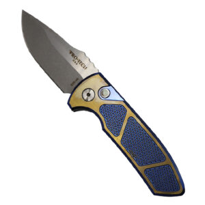 Pro-Tech Knives SBR Custom S/E Automatic Folding Knife Blue & Bronze - Stonewash