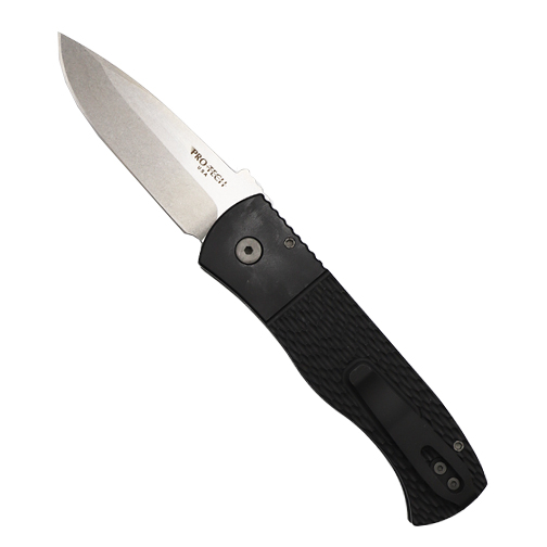 Pro-Tech Knives E7A05 Emerson CQC7 Spear Point Left Handed Automatic Folding Knife Black - Stonewash