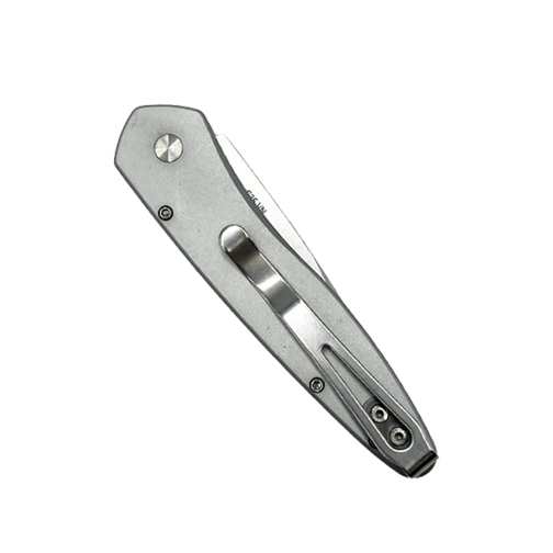 Pro-Tech Knives Newport Spear Point Automatic Folding Knife Grey Wave Pattern - Stonewash