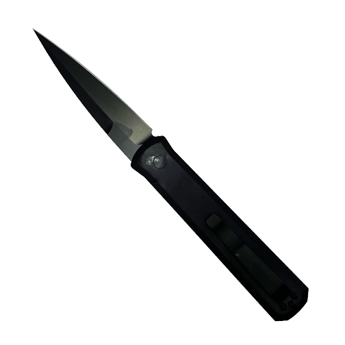Pro-Tech Knives Godfather Spear Point Automatic Folding Knife Black - Black DLC