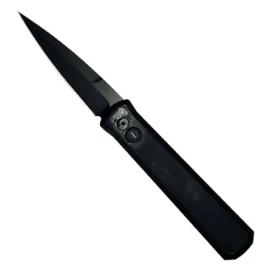 Pro-Tech Knives Godfather Spear Point Automatic Folding Knife Black - Black DLC