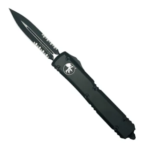 Microtech 122-2T Ultratech D/E Partial Serrated OTF Automatic Knife Black - Black