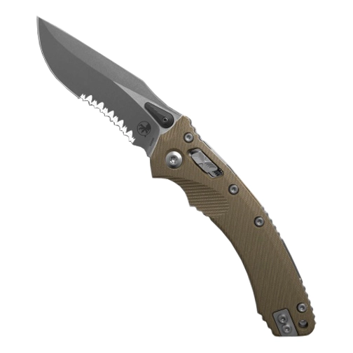 Microtech 137RL-11APFLGTOD Amphibian S/E Partially Serrated RAM-LOK Manual Folding Knife Fluted OD Green G-10 - Apocalyptic