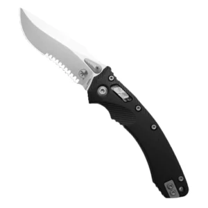 Microtech 137RL-11FLGTBK Amphibian S/E Partially Serrated RAM-LOK Manual Folding Knife Fluted Black G-10 - Stonewash