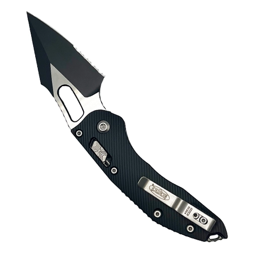 Microtech 169RL-2FL Stitch Spear Point Partially Serrated RAM-LOK Manual Folding Knife Black - Black