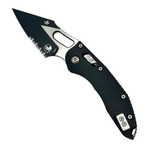 Microtech 169RL-2FL Stitch Spear Point Partially Serrated RAM-LOK Manual Folding Knife Black - Black