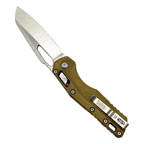 Microtech 210T-11PMDE MSI Sheepsfoot Partially Serrated Manual Folding Knife Tri-Grip Polymer Dark Earth - Stonewash
