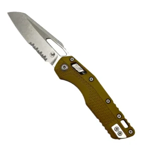 Microtech 210T-11PMDE MSI Sheepsfoot Partially Serrated Manual Folding Knife Tri-Grip Polymer Dark Earth - Stonewash