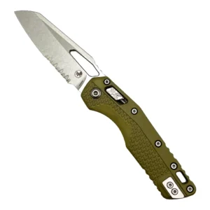 Microtech 210T-11PMOD MSI Sheepsfoot Partially Serrated Manual Folding Knife Tri-Grip Polymer OD Green - Stonewash