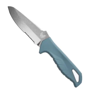 Benchmade 18040S Undercurrent Partially Serrated Sheepsfoot Fixed Blade Knife Depth Blue - Stonewash