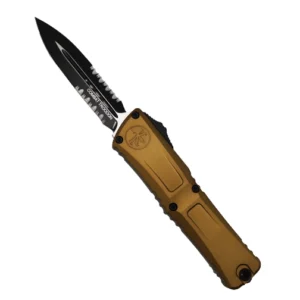 Microtech 1142-2TA Combat Troodon Gen III D/E Partially Serrated OTF Automatic Knife Tan - Black