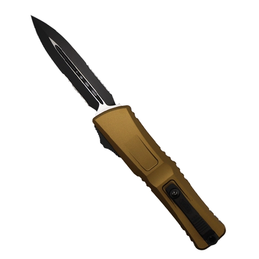 Microtech 1142-2TA Combat Troodon Gen III D/E Partially Serrated OTF Automatic Knife Tan - Black