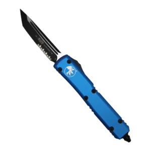 Microtech 123-2BL Ultratech T/E Partially Serrated Automatic Knife Blue – Black