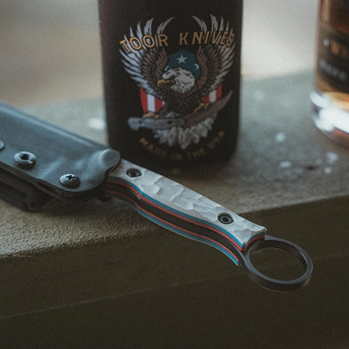 Toor Knives Patriot Serpent T T/E Fixed Blade Knife Red/White/Blue G-10 - Smoke Black KG Gunkote