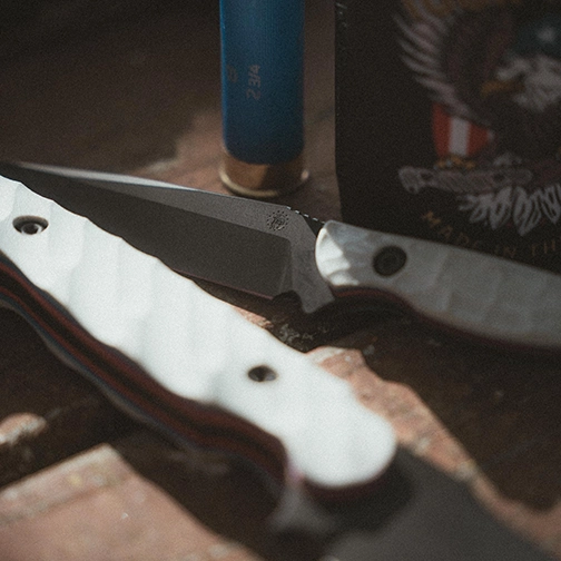 Toor Knives Patriot Serpent T T/E Fixed Blade Knife Red/White/Blue G-10 - Smoke Black KG Gunkote