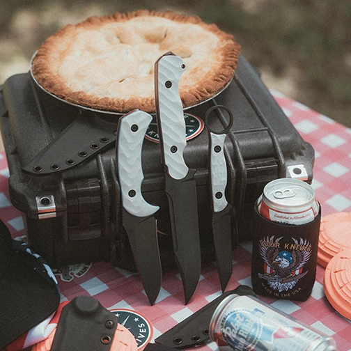 Toor Knives Patriot Serpent T T/E Fixed Blade Knife Red/White/Blue G-10 - Smoke Black KG Gunkote
