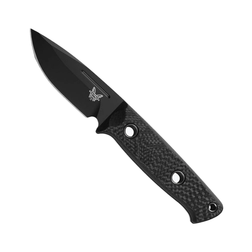 Benchmade 165BK Mini Bushcrafter S/E Fixed Blade Knife Black Carbon Fiber - Black