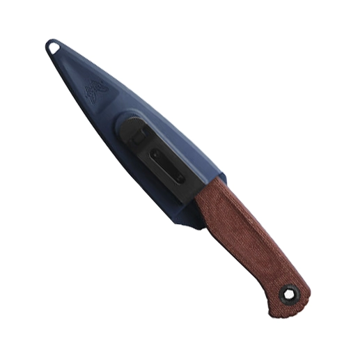 Benchmade 203BT-01 Dacian Spear Point Fixed Blade Knife Brown Canvas Micarta - Blue Cerakote