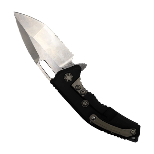 Heretic Knives Medusa T/E Partially Serrated Manual Folding Knife Black - Stonewash