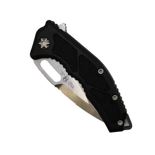 Heretic Knives Medusa T/E Partially Serrated Manual Folding Knife Black - Stonewash