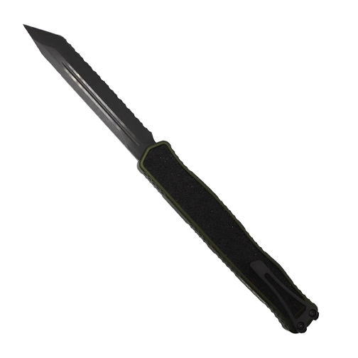Heretic Knives Cleric II T/E Fully Serrated OTF Automatic Knife OD Green - Black DLC