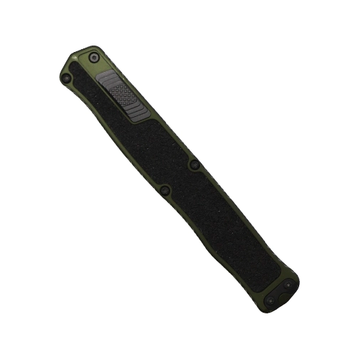 Heretic Knives Cleric II T/E Fully Serrated OTF Automatic Knife OD Green - Black DLC