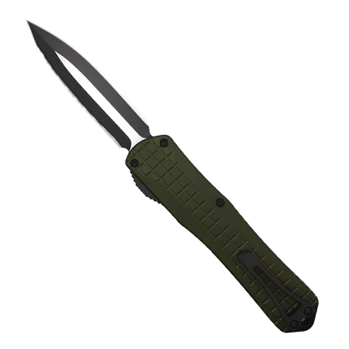 Heretic Knives Manticore X D/E Fully Serrated OTF Automatic Knife Green - Two Tone