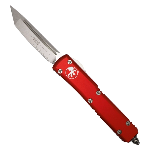Microtech 123-11RD Ultratech T/E Partially Serrated OTF Automatic Knife Red - Stonewash