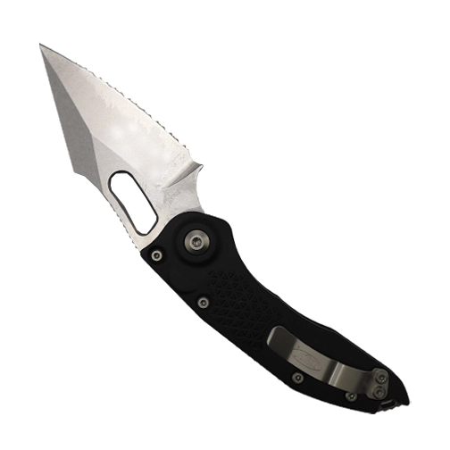 Microtech 169-12 Stitch Wharncliffe Point Fully Serrated Automatic Knife Black - Stonewash
