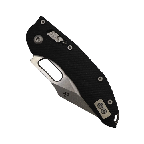 Microtech 169RL-11FLGTBK Stitch Wharncliffe Partially Serrated RAM-LOK Manual Folding Knife Fluted Black G10 - Stonewash