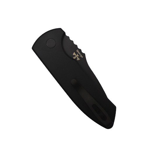 Pro-Tech Knives SBR Micarta Custom S/E Automatic Folding Knife Orange Chevron - Black
