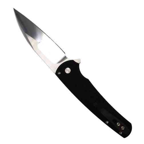 Pro-Tech Knives Malibu Custom Wharncliffe Button Lock Folding Knife Nexus Black Aluminum - Mirror