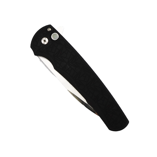 Pro-Tech Knives Malibu Custom Wharncliffe Button Lock Folding Knife Nexus Black Aluminum - Mirror