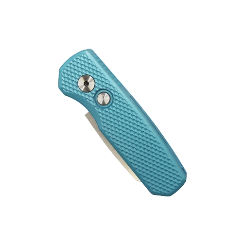 Pro-Tech Knives Runt 5 Reverse Tanto Automatic Folding Knife Textured Blue - Stonewash