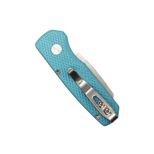 Pro-Tech Knives Runt 5 Reverse Tanto Automatic Folding Knife Textured Blue - Stonewash