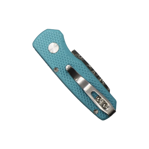 Pro-Tech Knives Runt 5 Reverse Tanto Automatic Folding Knife Textured Blue - Damascus