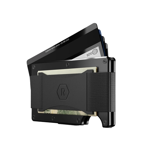 Ridge Wallet Black Aluminum w/ Cash Strap