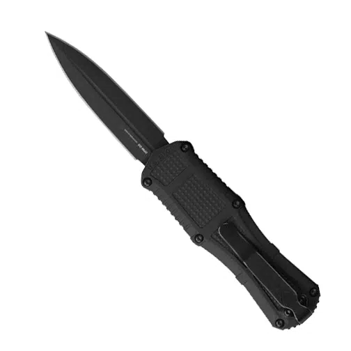 Benchmade 3375GY Mini Claymore D/E OTF Automatic Knife Black Grivory - Smoke Gray