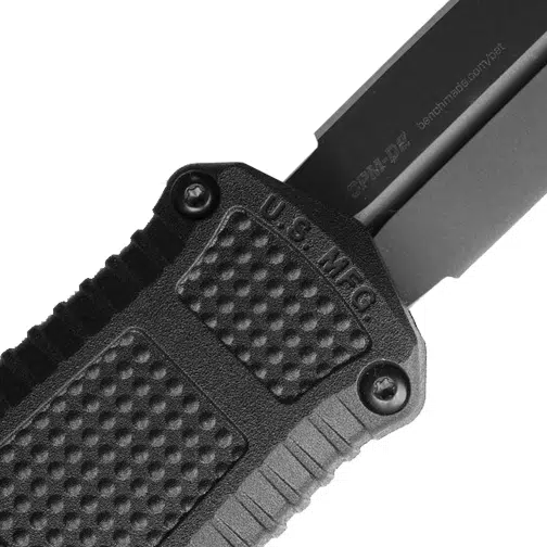 Benchmade 3375GY Mini Claymore D/E OTF Automatic Knife Black Grivory - Smoke Gray