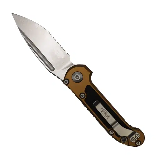 Microtech 1135-11TA LUDT Gen III Partially Serrated S/E Automatic Folding Knife Tan - Stonewash