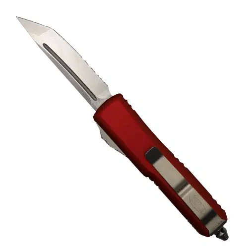 Microtech 233-11RD UTX-85 Partially Serrated T/E OTF Automatic Knife Red - Stonewash