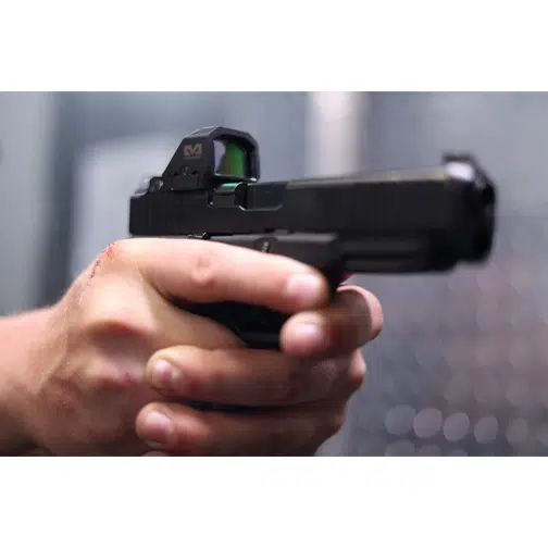 Meprolight MPO-F Open Emitter Pistol Sight with RMR Footprint - Red 3 MOA Dot and 33 MOA Bullseye/Ring