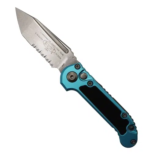Microtech 1136-11TQ LUDT Gen III Partially Serrated T/E Automatic Folding Knife Turquoise - Stonewash