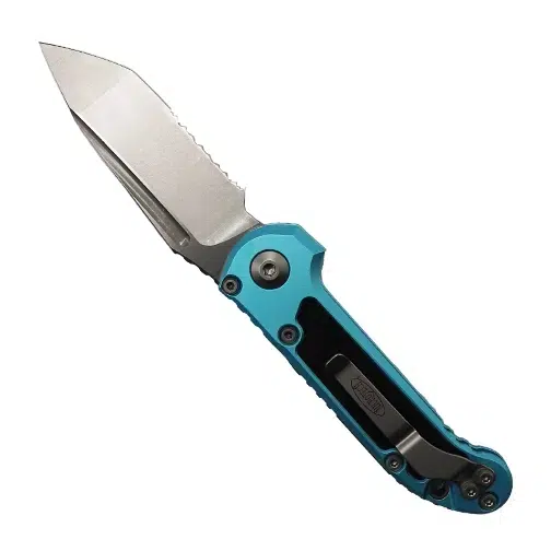 Microtech 1136-11TQ LUDT Gen III Partially Serrated T/E Automatic Folding Knife Turquoise - Stonewash