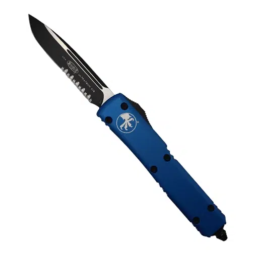Microtech 121-2BL Ultratech Partially Serrated S/E OTF Automatic Knife Blue - Black
